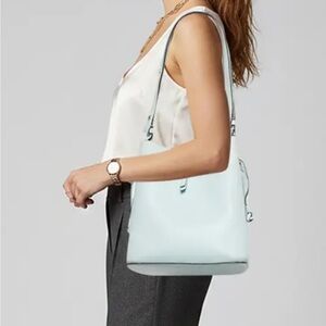 Kate Spade Marti Blue Glow Leather Large Charm Bucket Purse Magnet Closure